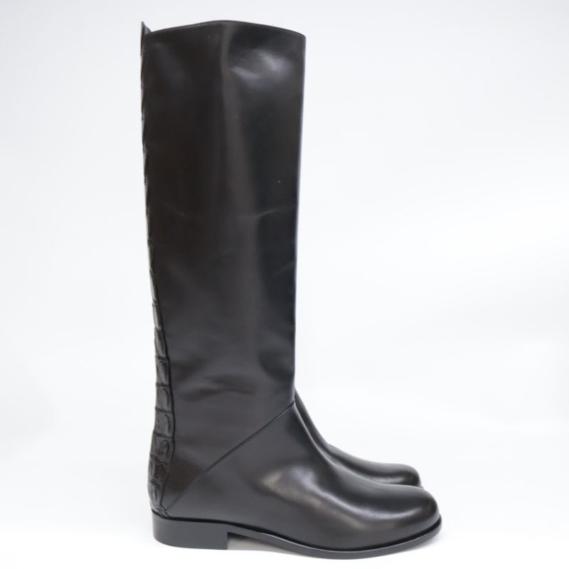 Fendi [similar] Croco Shape Push Leather Switching Long Boots 35