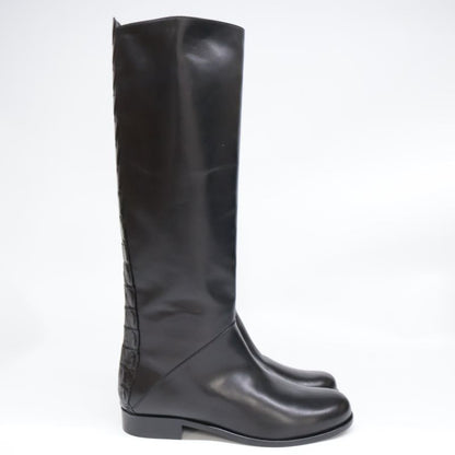 Fendi [similar] Croco Shape Push Leather Switching Long Boots 35