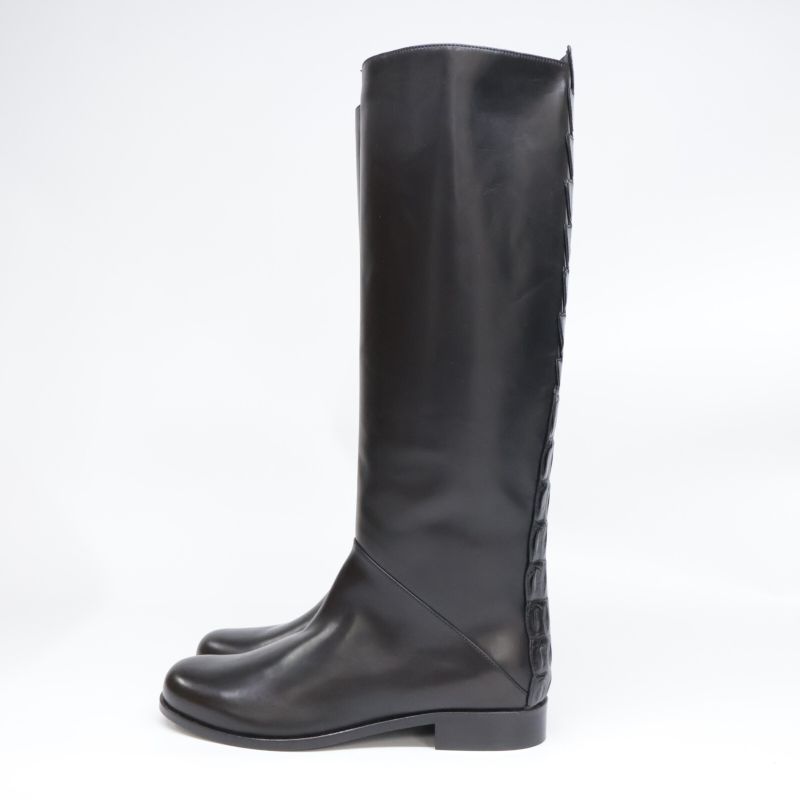 Fendi [similar] Croco Shape Push Leather Switching Long Boots 35