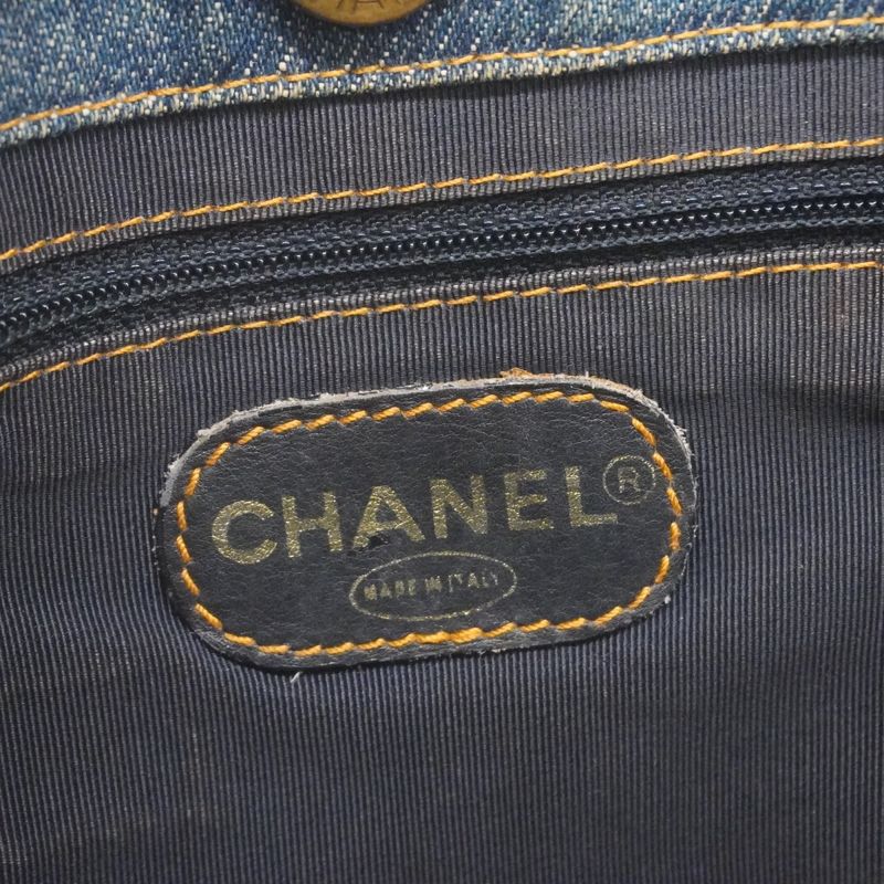 Chanel Tote Bag Denim Blue Gold Hardware Ladies