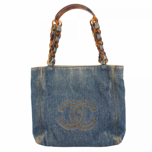 Chanel Tote Bag Denim Blue Gold Hardware Ladies