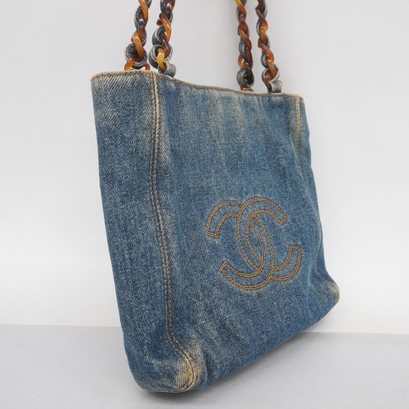 Chanel Tote Bag Denim Blue Gold Hardware Ladies