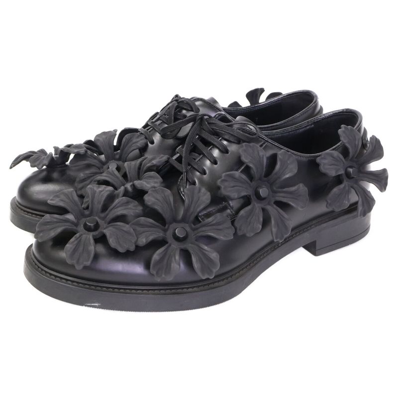 Prada [22ss] 2eg397 Floral Flower Applique Derby Floral Shoes 7
