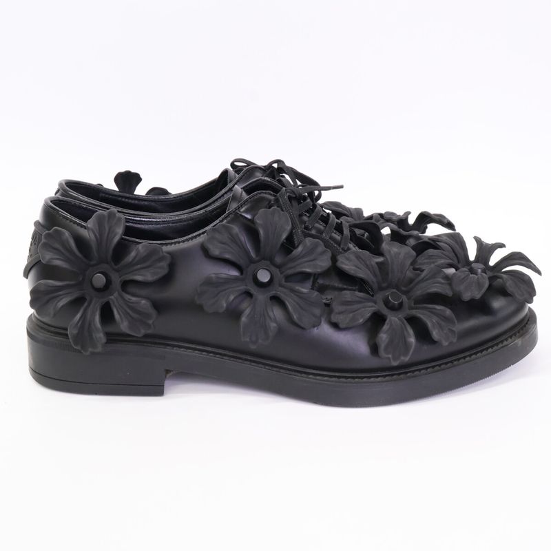 Prada [22ss] 2eg397 Floral Flower Applique Derby Floral Shoes 7