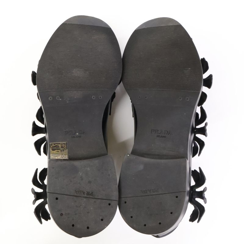 Prada [22ss] 2eg397 Floral Flower Applique Derby Floral Shoes 7