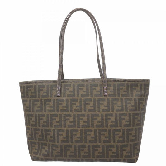 Fendi Tote Bag Zucca PVC Brown Chien Pan Gold Hardware Ladies