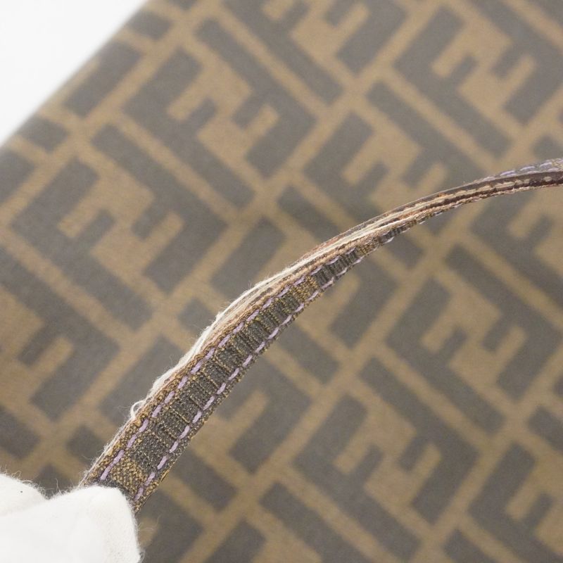 Fendi Tote Bag Zucca PVC Brown Chien Pan Gold Hardware Ladies