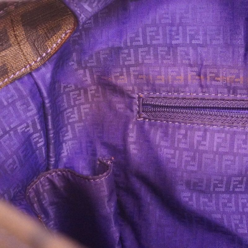 Fendi Tote Bag Zucca PVC Brown Chien Pan Gold Hardware Ladies