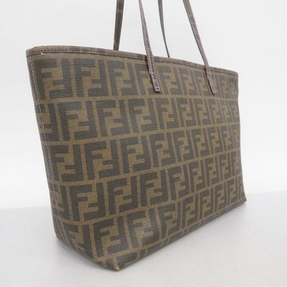 Fendi Tote Bag Zucca PVC Brown Chien Pan Gold Hardware Ladies