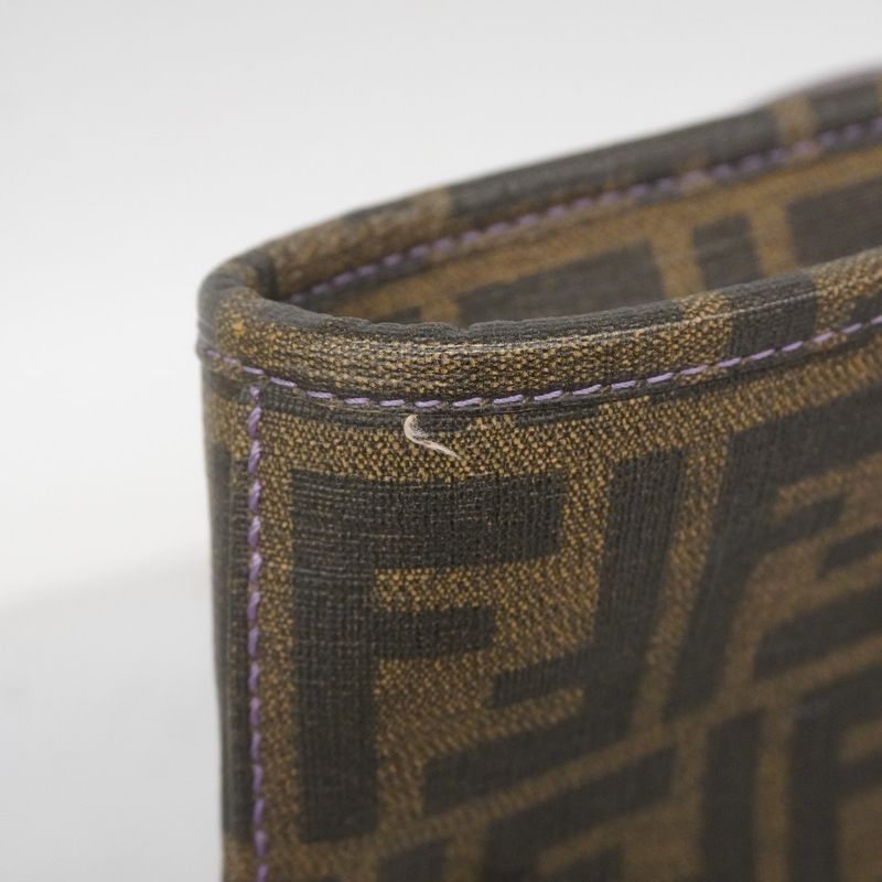 Fendi Tote Bag Zucca PVC Brown Chien Pan Gold Hardware Ladies