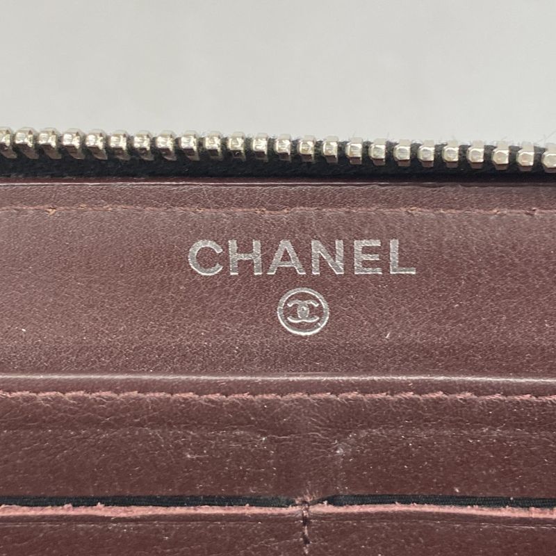 Chanel Long Wallet Matelasse Caviar Skin Black Silver Hardware Men Women Unisex