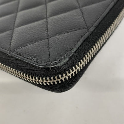 Chanel Long Wallet Matelasse Caviar Skin Black Silver Hardware Men Women Unisex