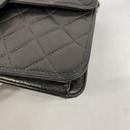 Chanel Shoulder Bag Matelasse Lambskin Black Gold Hardware Women