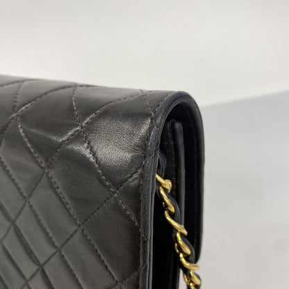 Chanel Shoulder Bag Matelasse Lambskin Black Gold Hardware Women