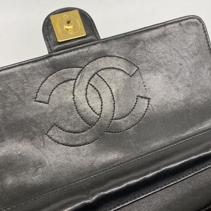 Chanel Shoulder Bag Matelasse Lambskin Black Gold Hardware Women