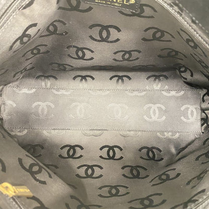 Chanel Tote Bag Camellia Patent Leather Black Chien Pan Gold Hardware Women's