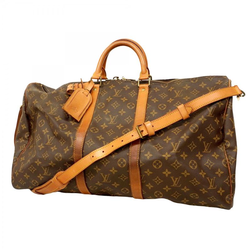 Louis Vuitton Boston Bag Monogram Keepall Bandoliere 55 M41414 Brown Men Women