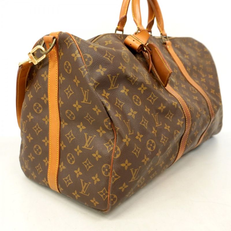 Louis Vuitton Boston Bag Monogram Keepall Bandoliere 55 M41414 Brown Men Women