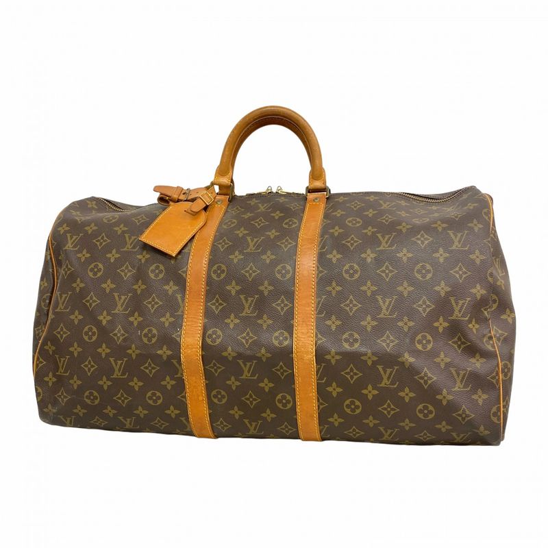 Louis Vuitton Boston Bag Monogram Keepall 55 M41424 Brown Men Women Unisex