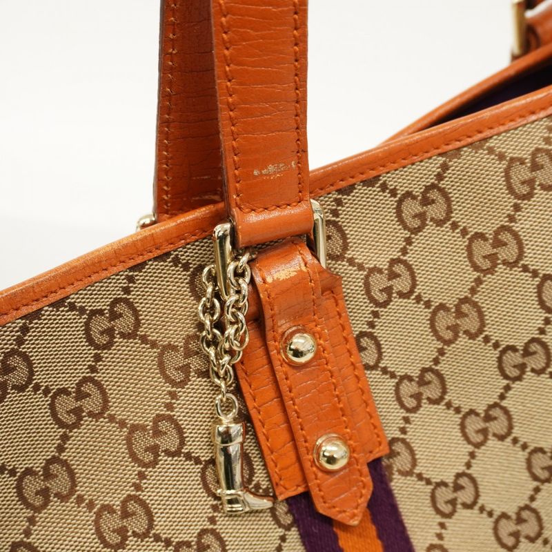 Gucci Tote Bag GG Canvas 137396 Canvas Brown Chien Pan Gold Hardware Women's