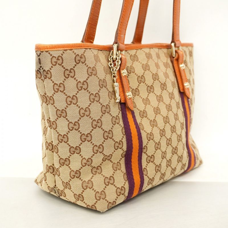 Gucci Tote Bag GG Canvas 137396 Canvas Brown Chien Pan Gold Hardware Women's