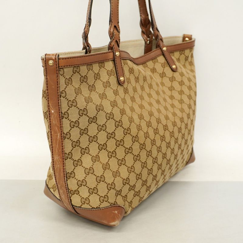 Gucci Tote Bag GG Canvas 247209 Canvas Brown Chien Pan Gold Hardware Women's