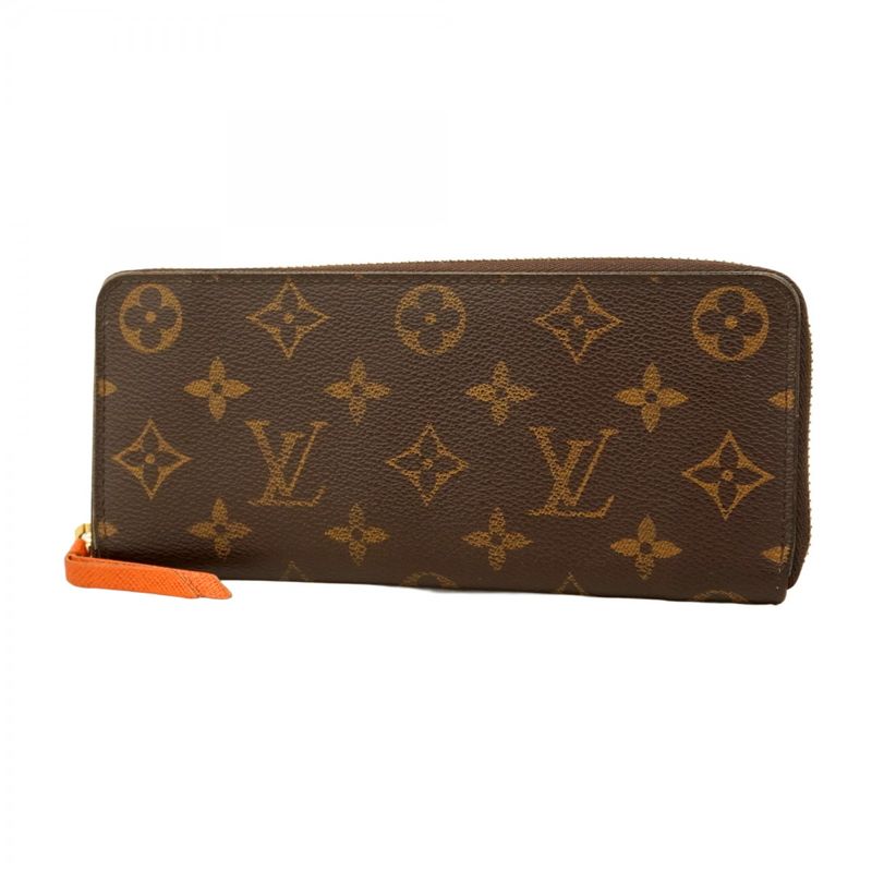 Louis Vuitton Long Wallet Monogram Portefeuille Clemence M60743 Brown Pimon