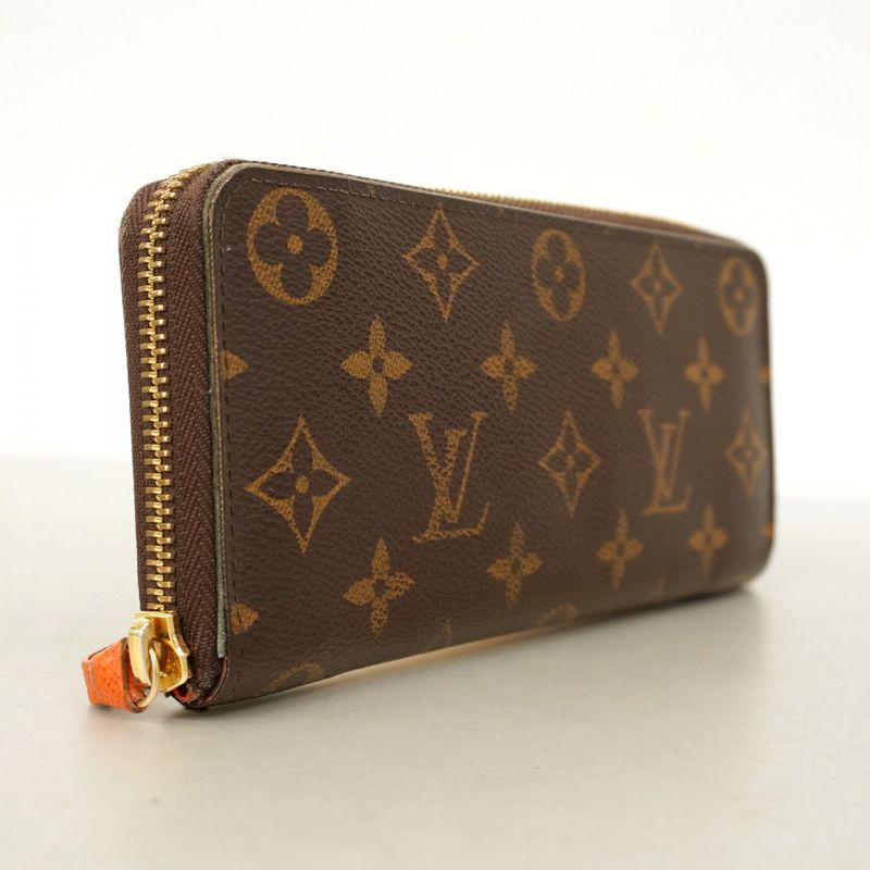 Louis Vuitton Long Wallet Monogram Portefeuille Clemence M60743 Brown Pimon