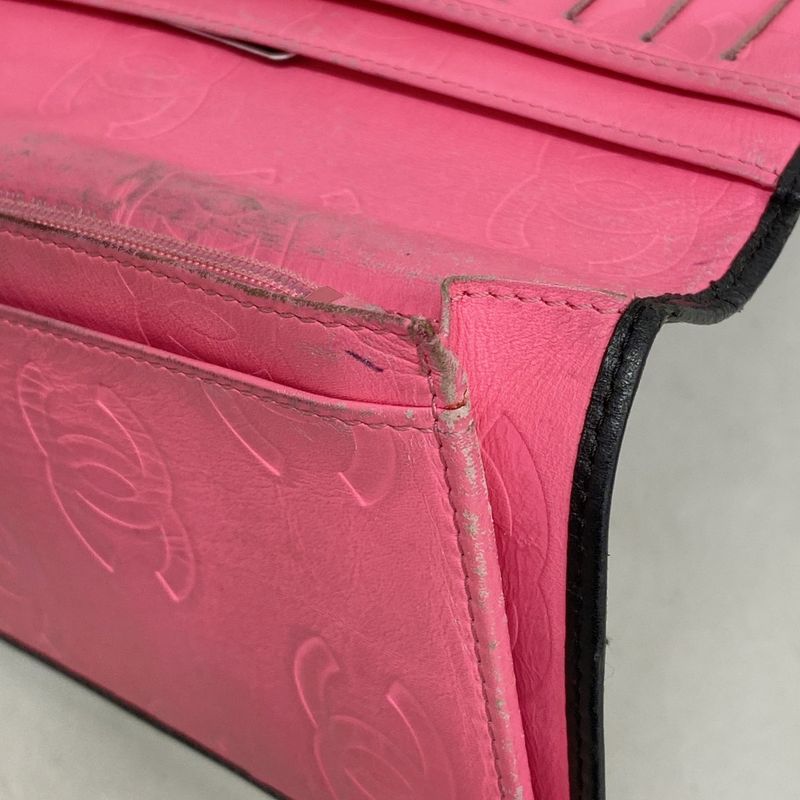 Chanel Long Wallet Cambon Lambskin Black Silver Hardware Women's