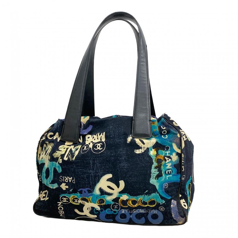 Chanel Tote Bag New Travel Nylon Blue Silver Hardware Women's