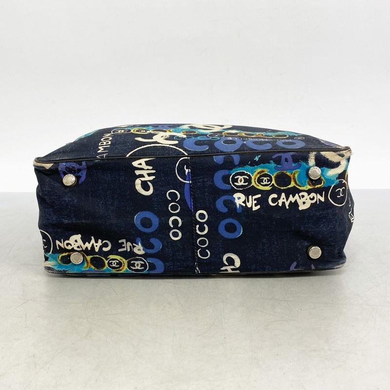 Chanel Tote Bag New Travel Nylon Blue Silver Hardware Women's