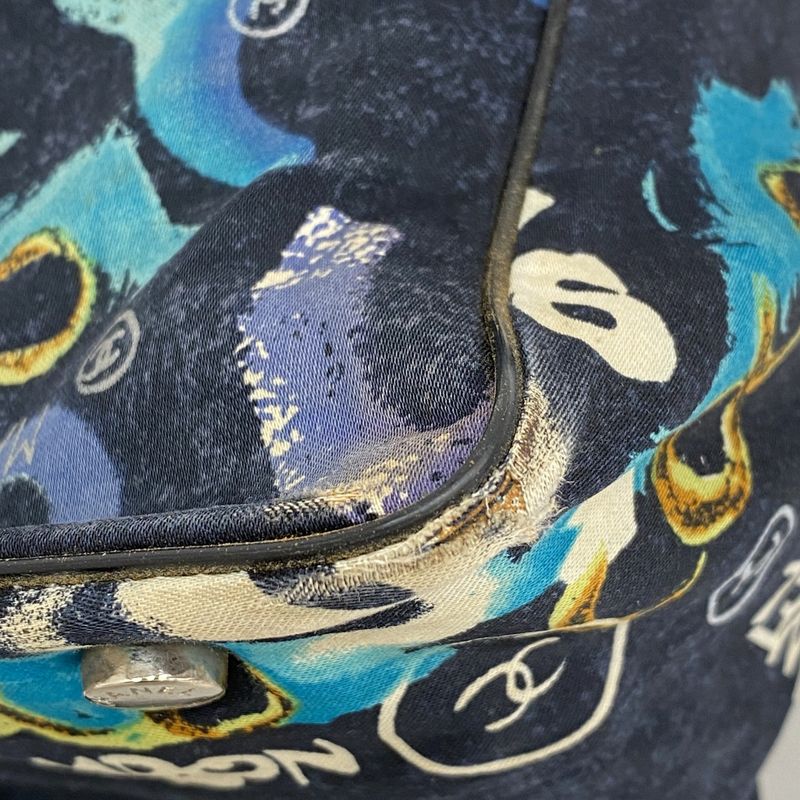 Chanel Tote Bag New Travel Nylon Blue Silver Hardware Women's