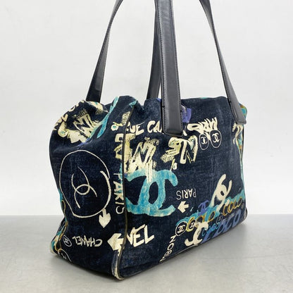 Chanel Tote Bag New Travel Nylon Blue Silver Hardware Women's