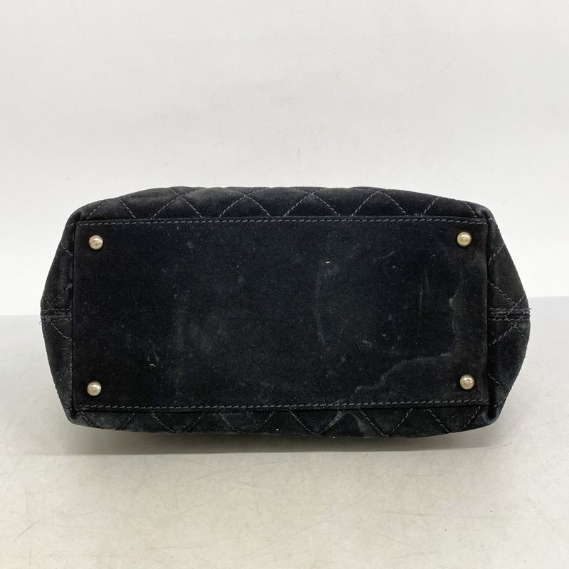 Chanel Handbag Matelasse Suede Black Silver Hardware 2way Bag Ladies
