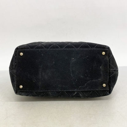 Chanel Handbag Matelasse Suede Black Silver Hardware 2way Bag Ladies