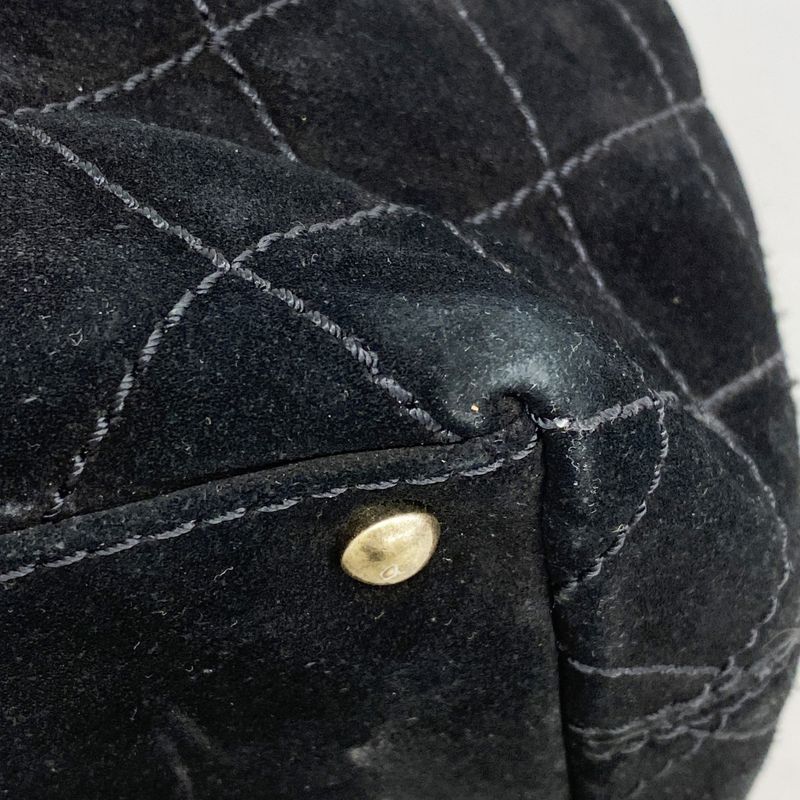 Chanel Handbag Matelasse Suede Black Silver Hardware 2way Bag Ladies