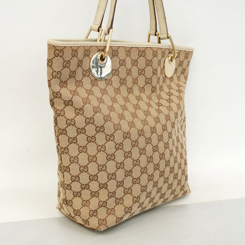 Gucci Tote Bag GG Canvas 120836 Canvas Brown Chien Pan Gold Hardware Women's