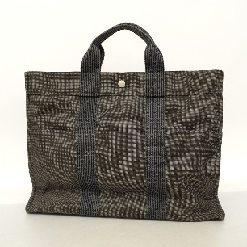 Hermes Tote Bag Her Line MM Canvas Gray Silver Hardware Women