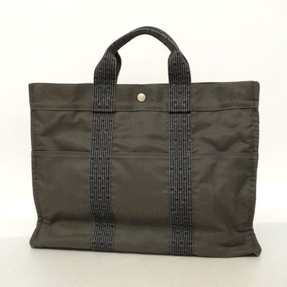 Hermes Tote Bag Her Line MM Canvas Gray Silver Hardware Women