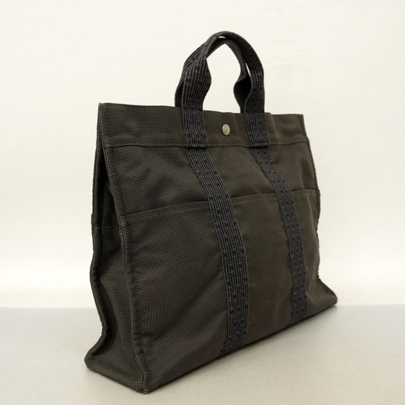Hermes Tote Bag Her Line MM Canvas Gray Silver Hardware Women