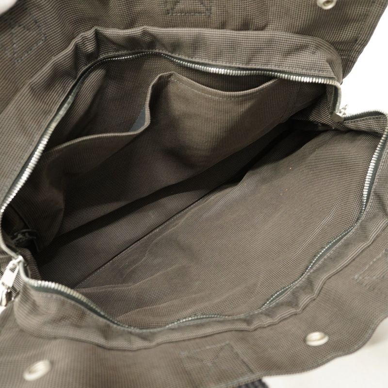 Hermes Tote Bag Her Line MM Canvas Gray Silver Hardware Women