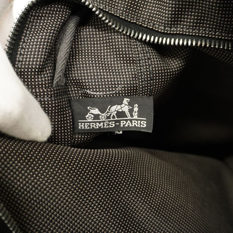 Hermes Tote Bag Her Line MM Canvas Gray Silver Hardware Women