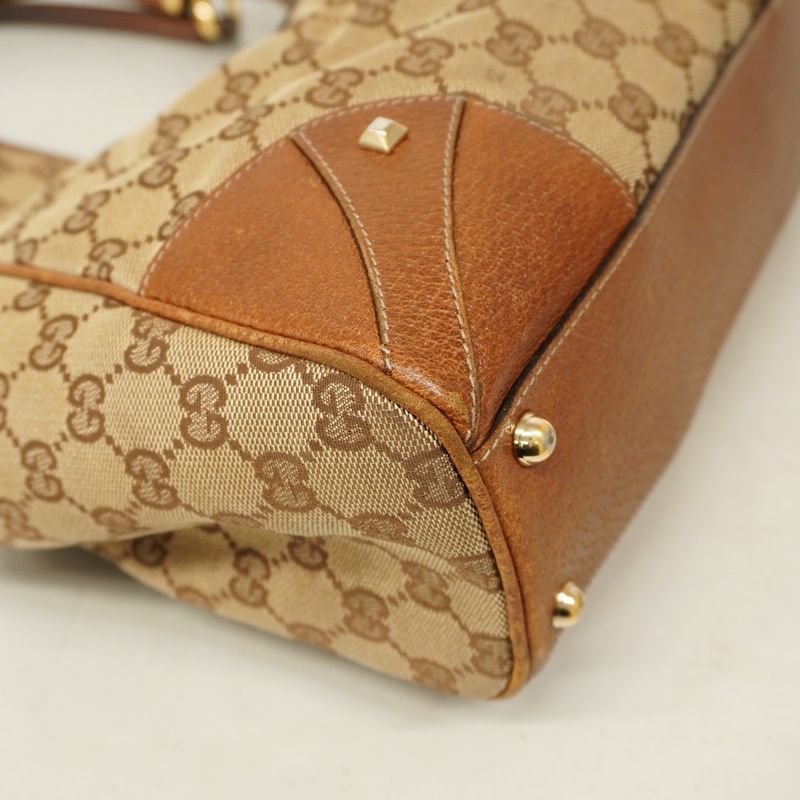 Gucci Handbag GG Canvas New Jackie 124404 Canvas Brown Beige Gold Hardware