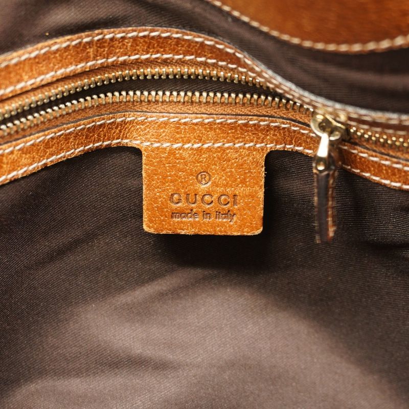 Gucci Handbag GG Canvas New Jackie 124404 Canvas Brown Beige Gold Hardware