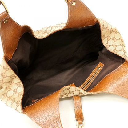 Gucci Handbag GG Canvas New Jackie 124404 Canvas Brown Beige Gold Hardware