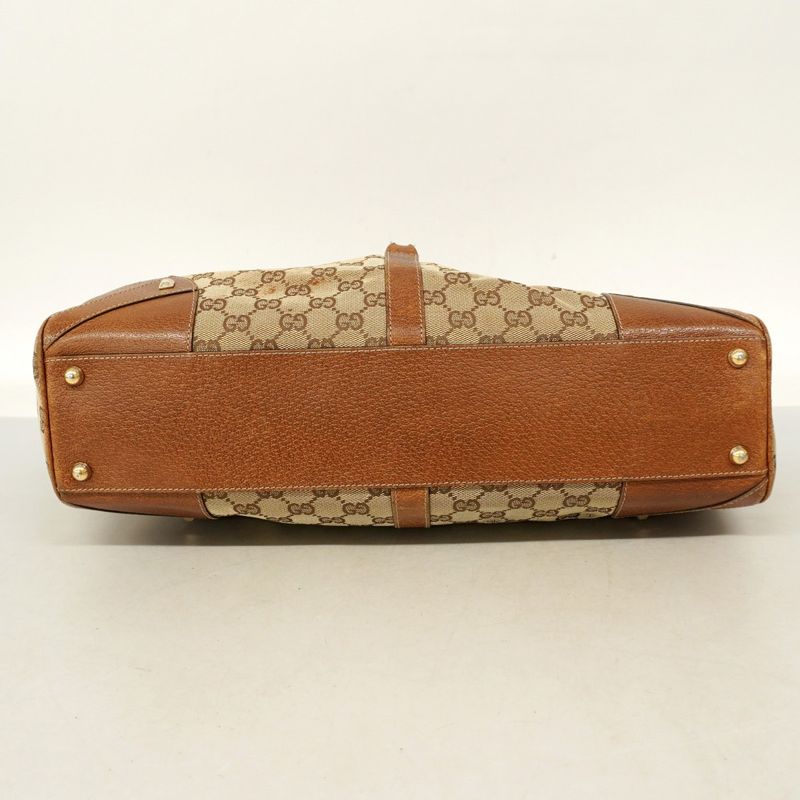 Gucci Handbag GG Canvas New Jackie 124404 Canvas Brown Beige Gold Hardware