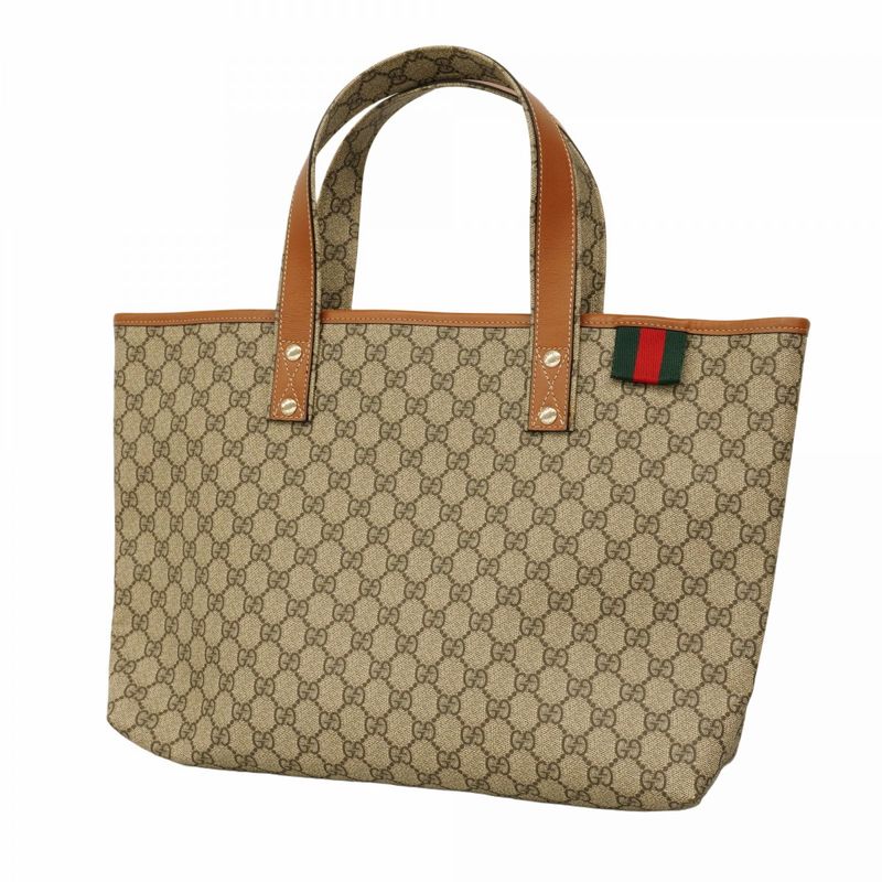 Gucci Tote Bag GG Supreme Sherry Line 211134 PVC Brown Chien Pangold Hardware