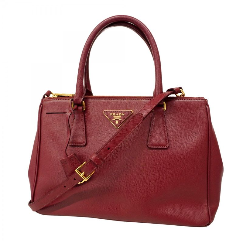 Prada Handbag Saffiano Leather Bordeaux Gold Hardware 2way Bag Ladies