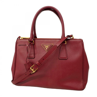 Prada Handbag Saffiano Leather Bordeaux Gold Hardware 2way Bag Ladies