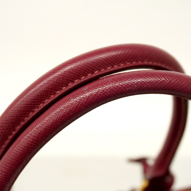 Prada Handbag Saffiano Leather Bordeaux Gold Hardware 2way Bag Ladies